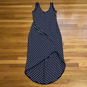 Athleta sleeveless maxidress. Blue/white stripe. M. EUC. Cute, comfortable. $40